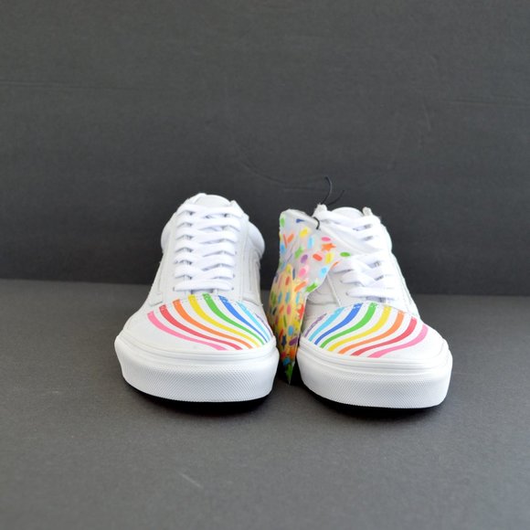 VANS OLD SKOOL FLOUR SHOP RAINBOW WHITE LEATHER SNEAKER SHOES NEW - Picture 7 of 14